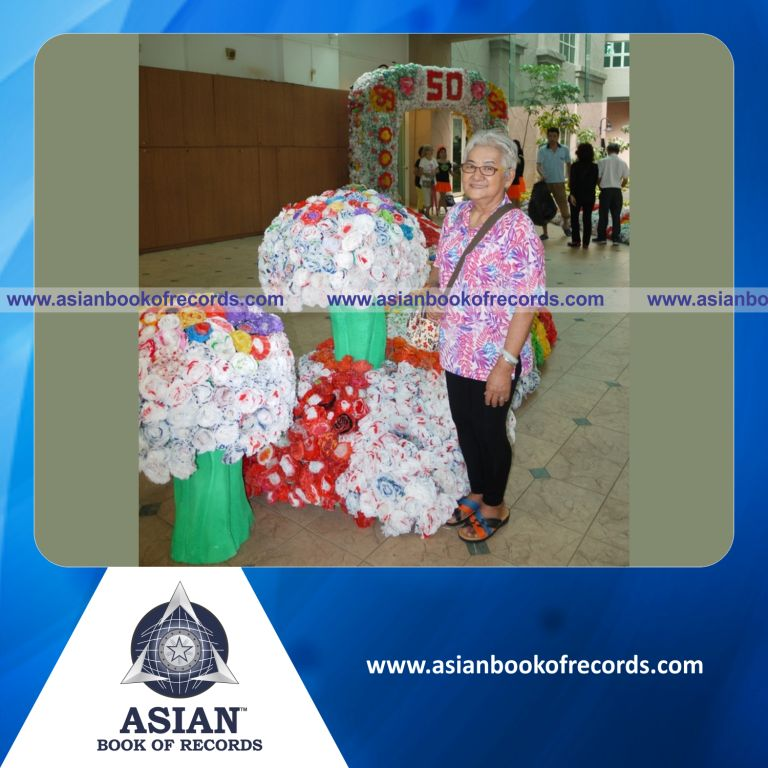 Largest Archway made of Plastic Bag Flowers