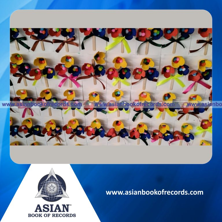 Largest Display of Flowers Made From Egg Cartons